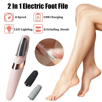 Electronic Pedicure Tool Cordless Rechargeable Callus Dead Skin Remover Polishing Wand with 2 Roller Heads